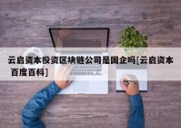 云启资本投资区块链公司是国企吗[云启资本 百度百科]